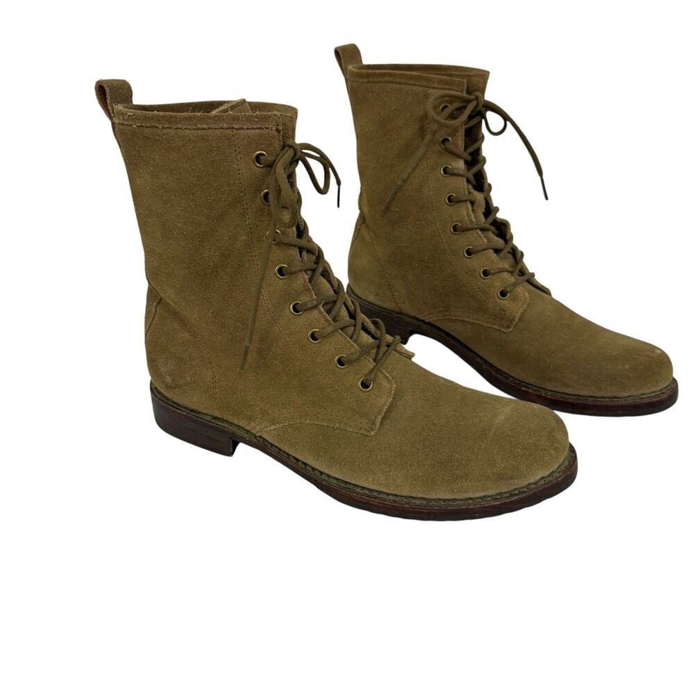 Frye 11 B Veronica Combat Boot Brown Leather Lace Up Boots Comfort Women READ